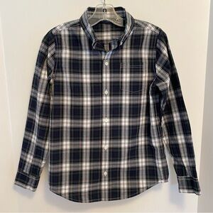 Janie And Jack Boys Tartan Button Down Shirt Black White Tartan Size 8